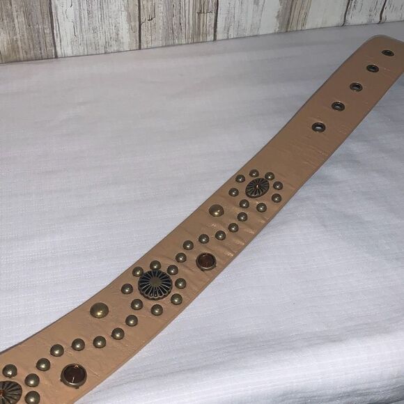 Vintage 90s Y2K Tan Studded BoHo belt Size Large - Picture 9 of 14